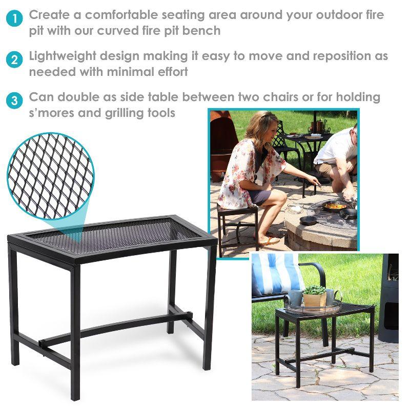 Sunnydaze Outdoor Lightweight and Portable Metal Patio Side End Table or Backless Bench Seat with Mesh Top - 23"