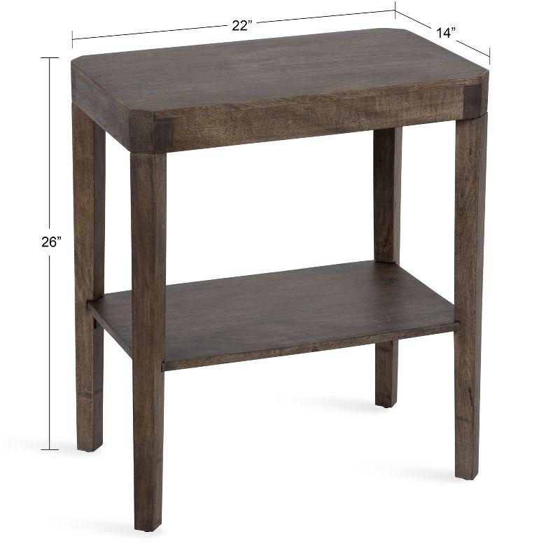 Handcrafted Graywash Mango Wood Two-Tier Side Table