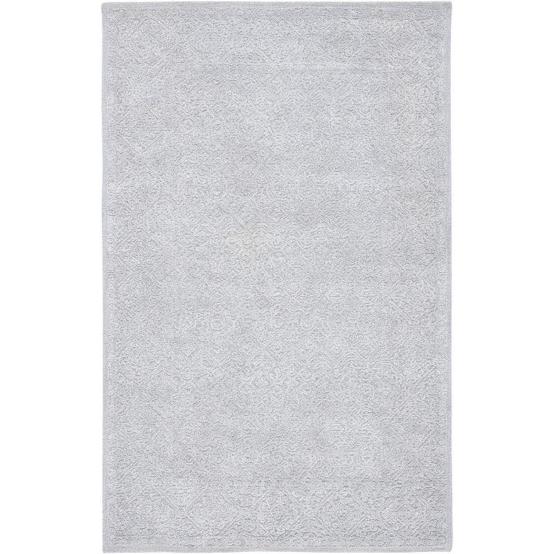 Handmade Gray Tufted Wool and Silk Area Rug 5' x 8'