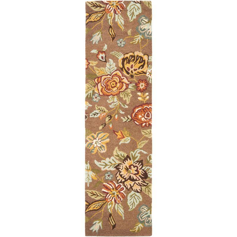 Blossom BLM920 Hand Hooked Runner Rug - Brown/Multi - 2'3"x6' - Safavieh.