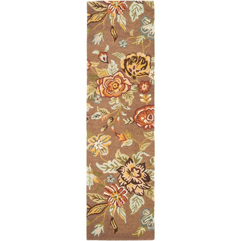 Ivory Floral Handmade Wool Tufted Runner Rug