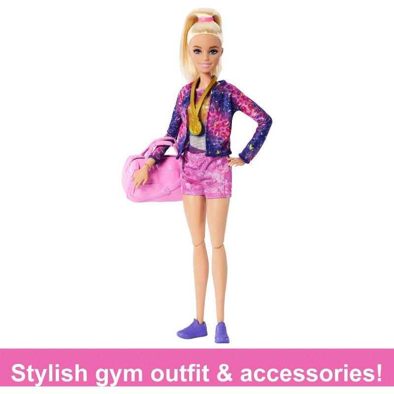 Barbie Gymnastics Playset with Blonde Fashion Doll, Balance Beam, 10+ Accessories & Flip Feature with Blonde Hair