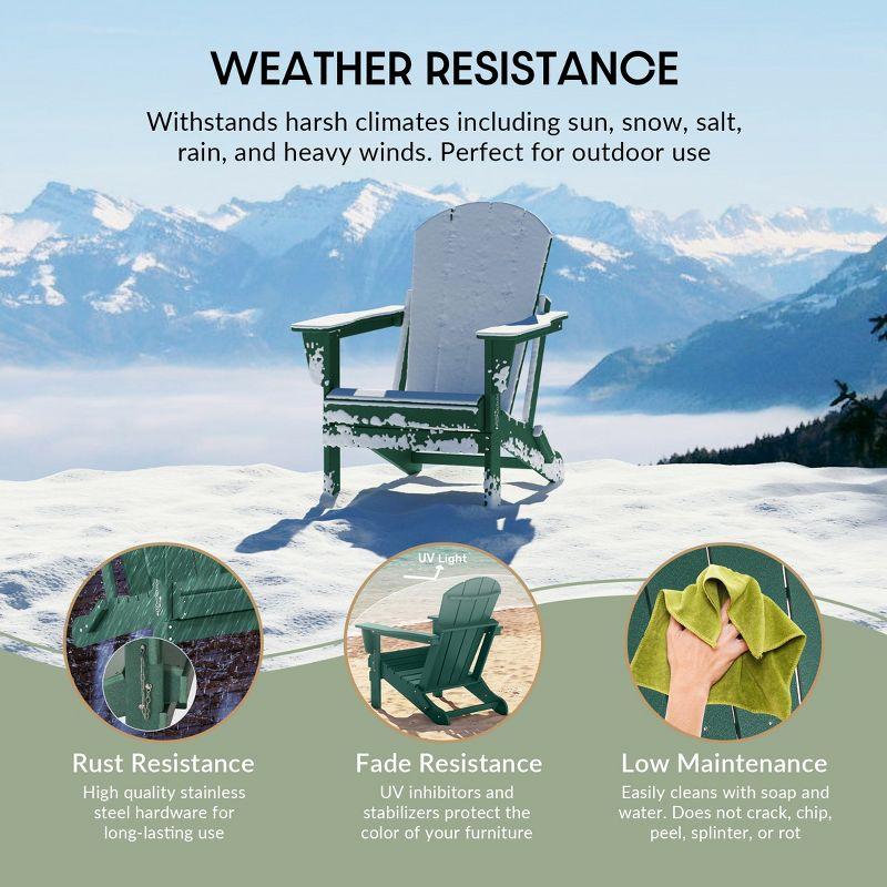 WestinTrends Malibu HDPE Outdoor Patio Folding Adirondack Chair (Set of 4), Dark Green