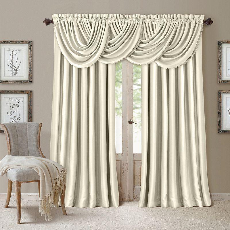 Ivory Polyester Blend Waterfall Valance, 52" W x 36" L