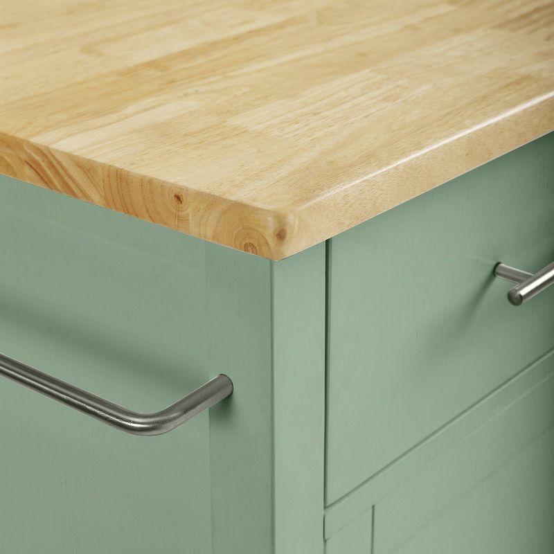 Savannah Wood Top Drop Leaf Kitchen Island/Cart Mint - Crosley: Adjustable Shelves, Spice Rack, Caster Wheels
