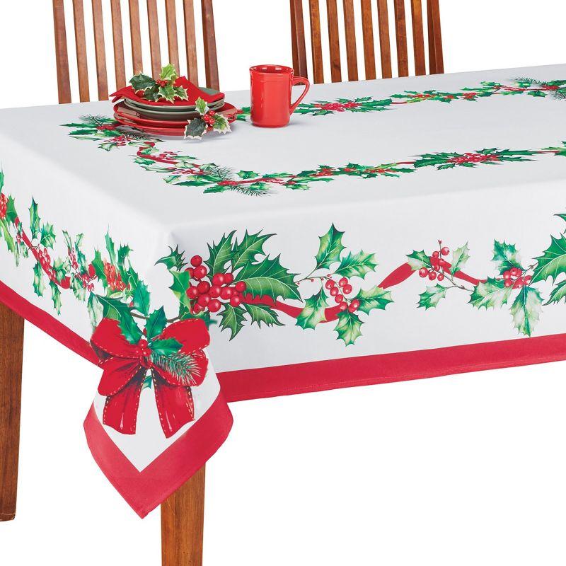 Festive Holly Berry Colorful Printed Tablecloth