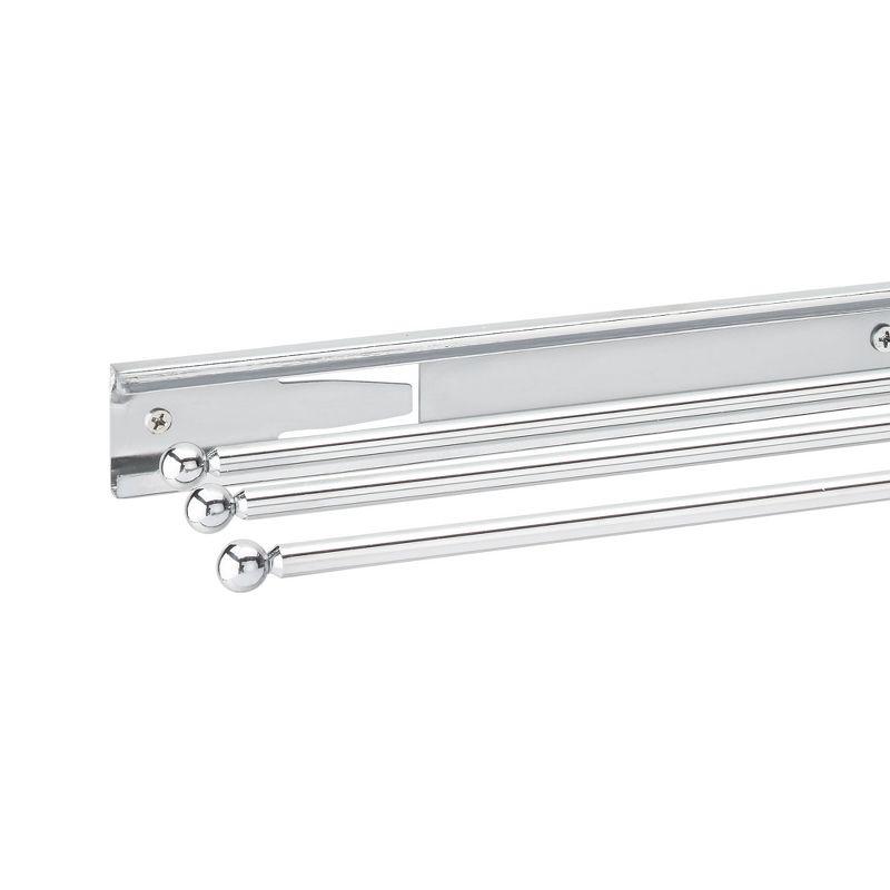 Chrome 3-Prong Wall Mounted Pullout Towel Bar