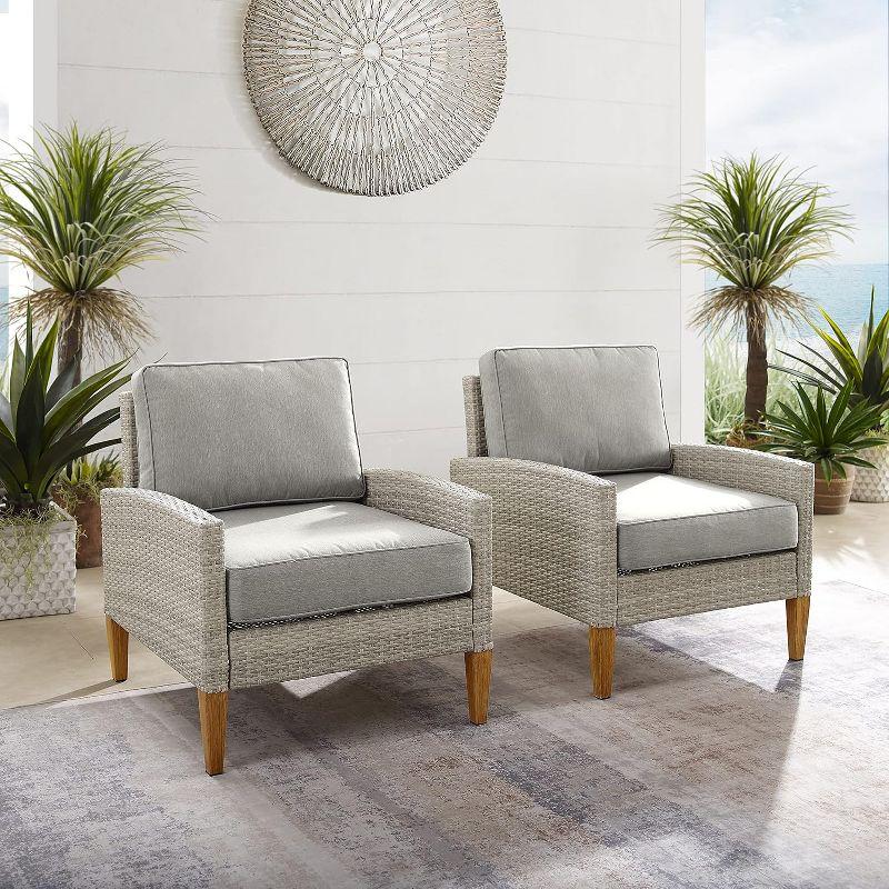 Capella Outdoor Wicker 2 Pc Chair Set Gray/Acorn - Crosley