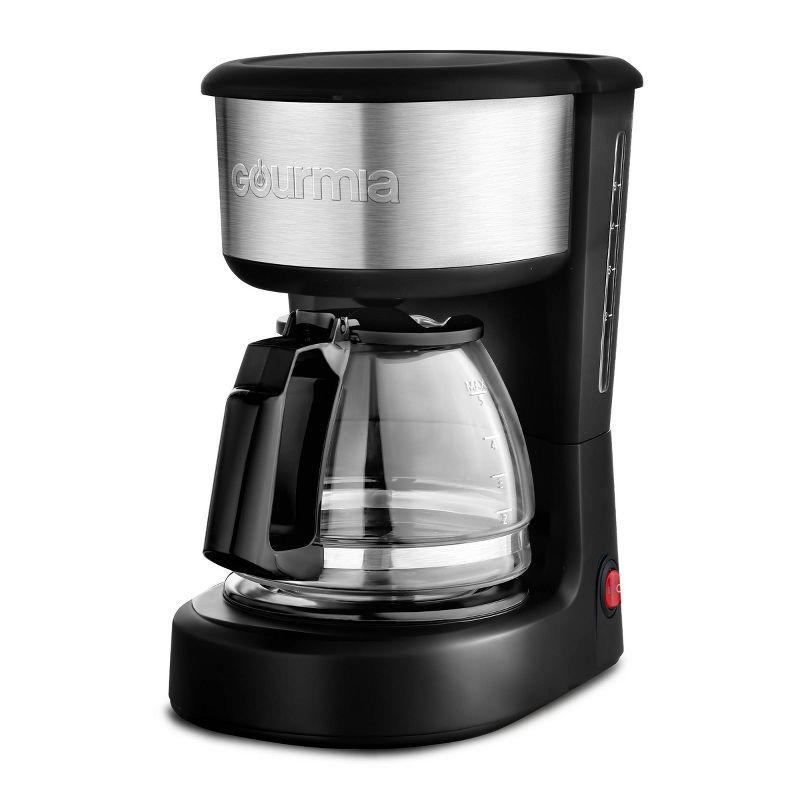 Gourmia 5 Cup One-Touch Switch Coffee Maker with Auto Keep Warm Black: Small Drip Coffee Machine, 700W, Basket Filter