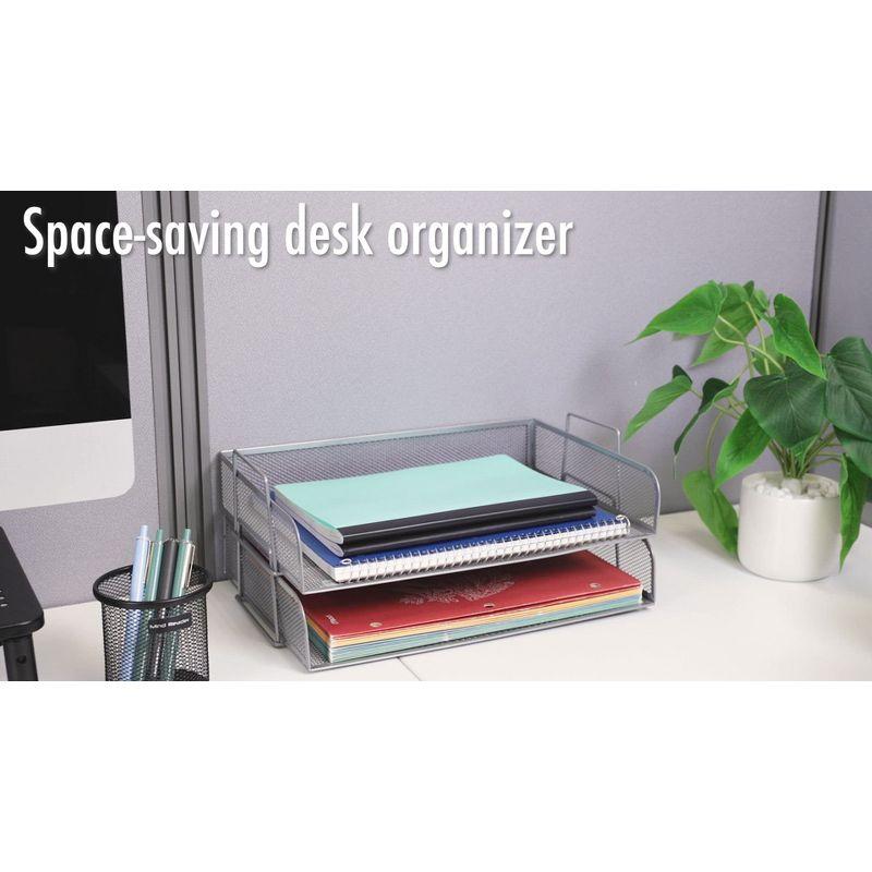 Mind Reader Stackable Paper Tray, Desktop Organizer, File Storage, Office, Metal Mesh, 13.25"L x 9.75"W x 6.25"H, 2 Pieces