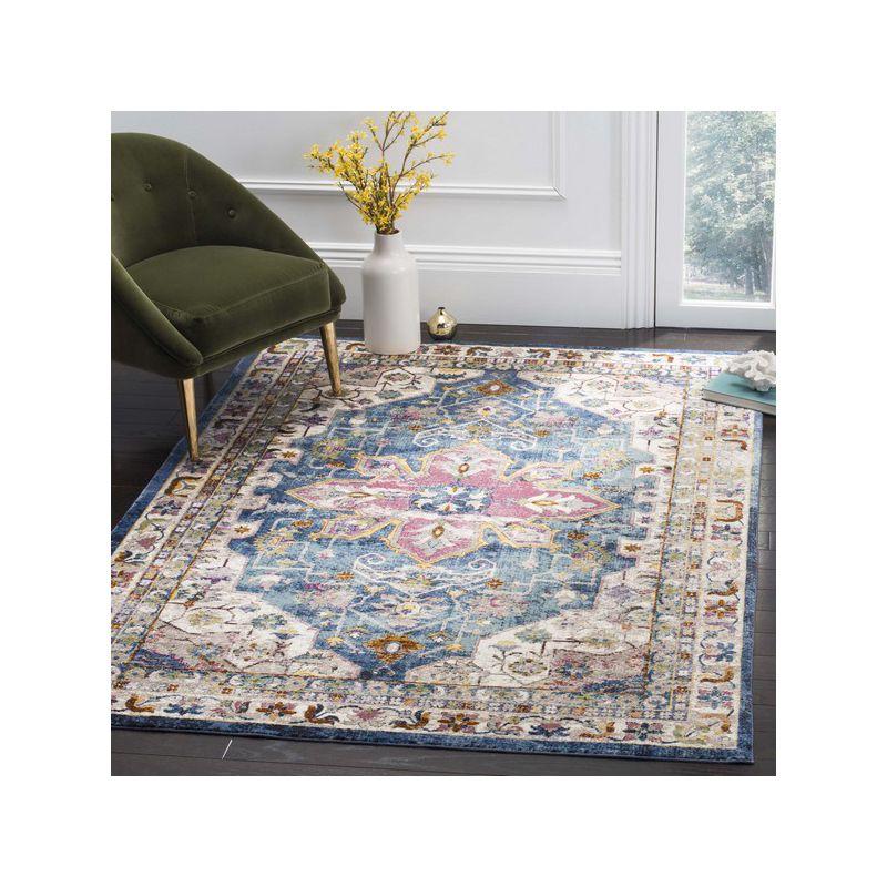 Reversible Easy Care Blue and Cream Synthetic 9' x 12' Area Rug