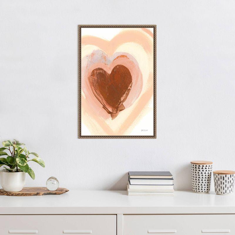 Abstract Heart Layers Brown and Gold Framed Canvas Art