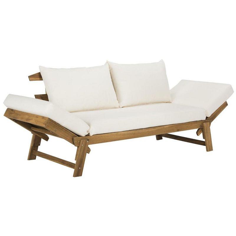 Natural Acacia Wood Daybed with Beige Cushions