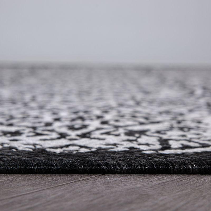 World Rug Gallery Transitional Floral Circles Textured Flat Weave Indoor/Outdoor Area Rug - BLACK 7'10"X10'