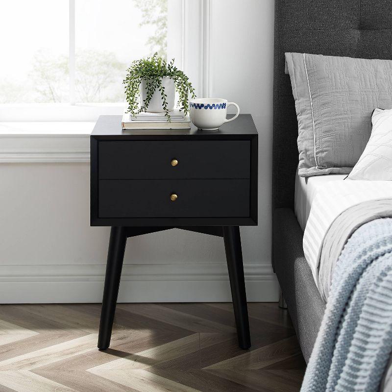 Landon Nightstand Matte Black - Crosley: Bedside Table with Storage, Wood Veneer, Metal Hardware