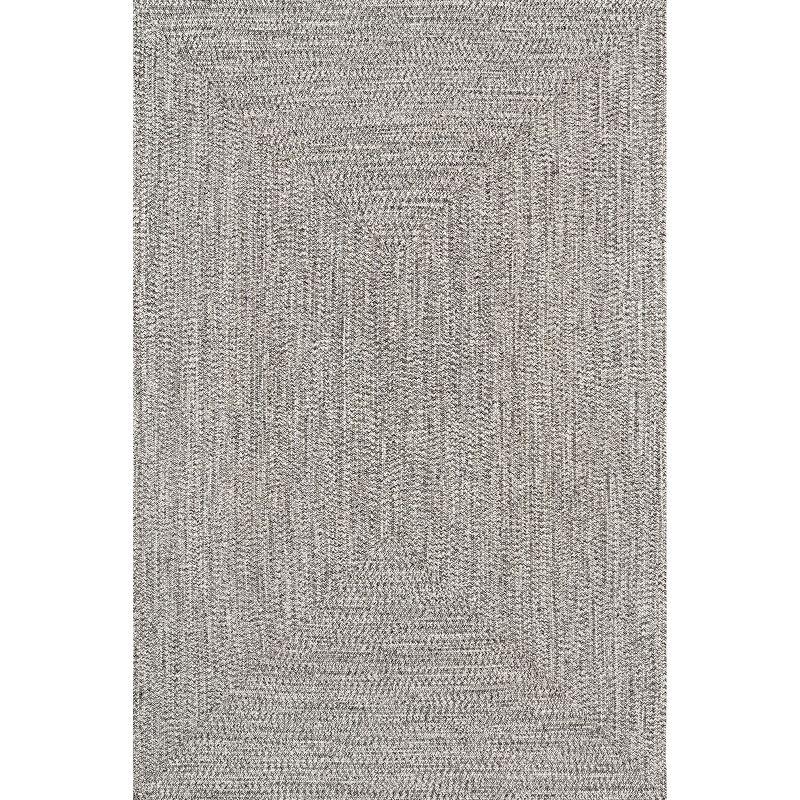 Nuloom Wynn Solid 4x6 Indoor/Outdoor Area Rug for Living Room Patio Deck Front Porch Kitchen, Salt And Pepper/White