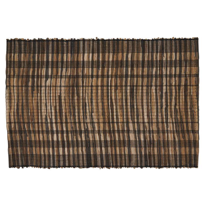 Brown Striped Water Hyacinth Rectangular Placemats, Set of 4