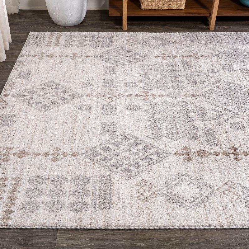 8'x10' Bhalil Berber Diamond Geometric Area Rug, Beige/Gray - JONATHAN Y