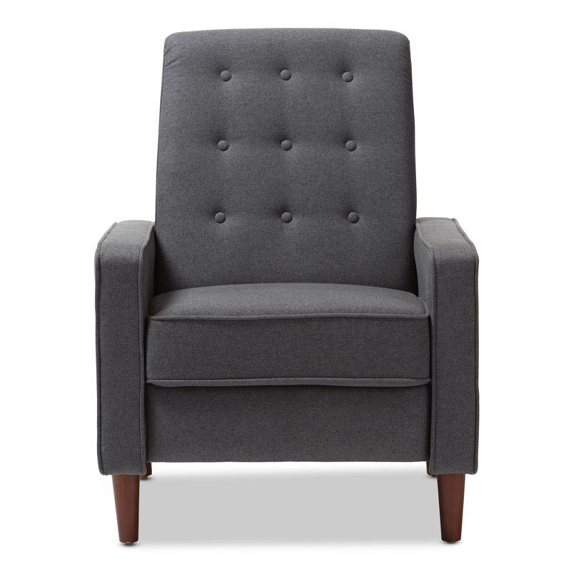 Mathias Mid Century Modern Lounge Chair - Baxton Studio: Recliner, Footrest, Walnut Legs