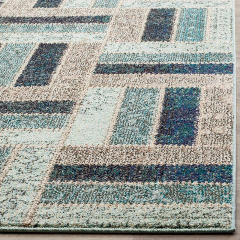 Reversible Grey/Blue Synthetic Hand-Knotted Area Rug, 59"x84"