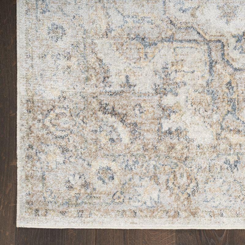 Nourison Astra Machine Washable Vintage Medallion Indoor Rug Silver Grey 6'7" x 9'