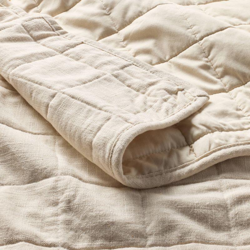 Full/Queen Heavyweight Linen Blend Quilt Natural - Casaluna™: Rayon & Cotton, Box Quilting, OEKO-TEX Certified