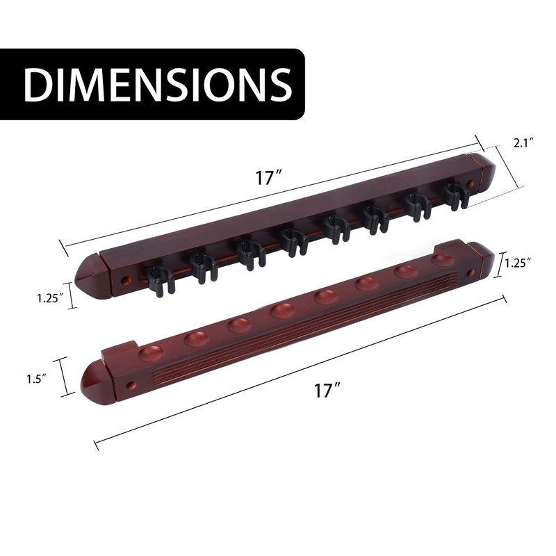 2-Piece Billiard Pool Cue Stick Wall Mounted Rack, Holds 8 Pool Cue Stick