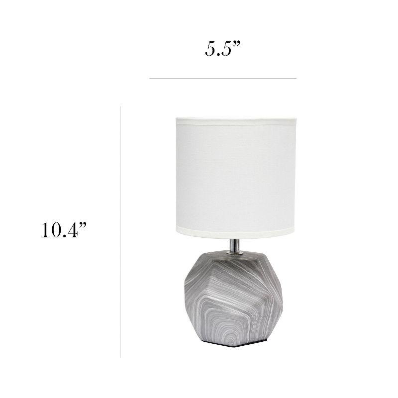 Simple Designs 10.24" Round Geometric Prism Mini Table Lamp with Matching Fabric Shade (Includes LED Light Bulb) Gray/White