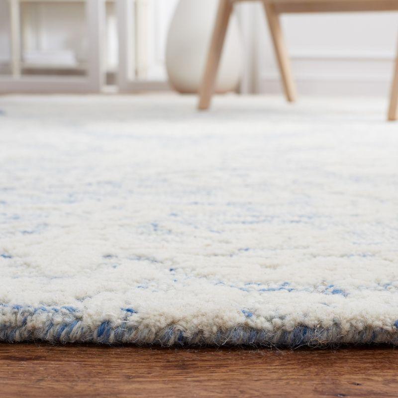 Classic Blue Square Hand-Tufted Wool Rug - 6' Elegance