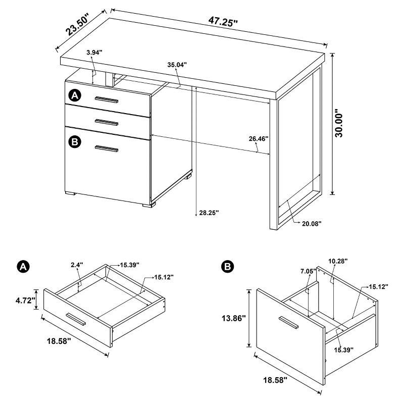 Brennan 3 Drawer Office Desk with Reversible Cabinet - Coaster