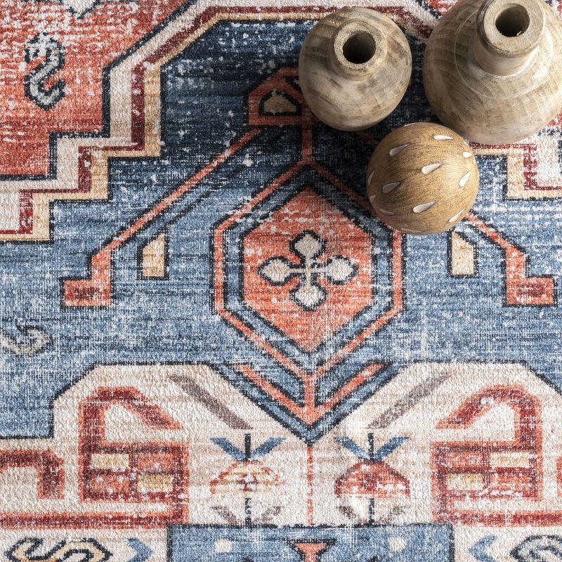Nuloom Marli Pet Friendly Machine Washable Faded Medallion Area Rug, 5' x 8', Rust