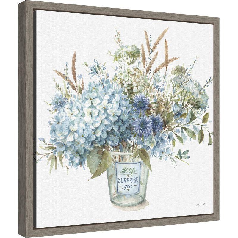 Amanti Art Bohemian Blue 02B (Floral Vase) by Lisa Audit Canvas Wall Art Print Framed 16 x 16-in.