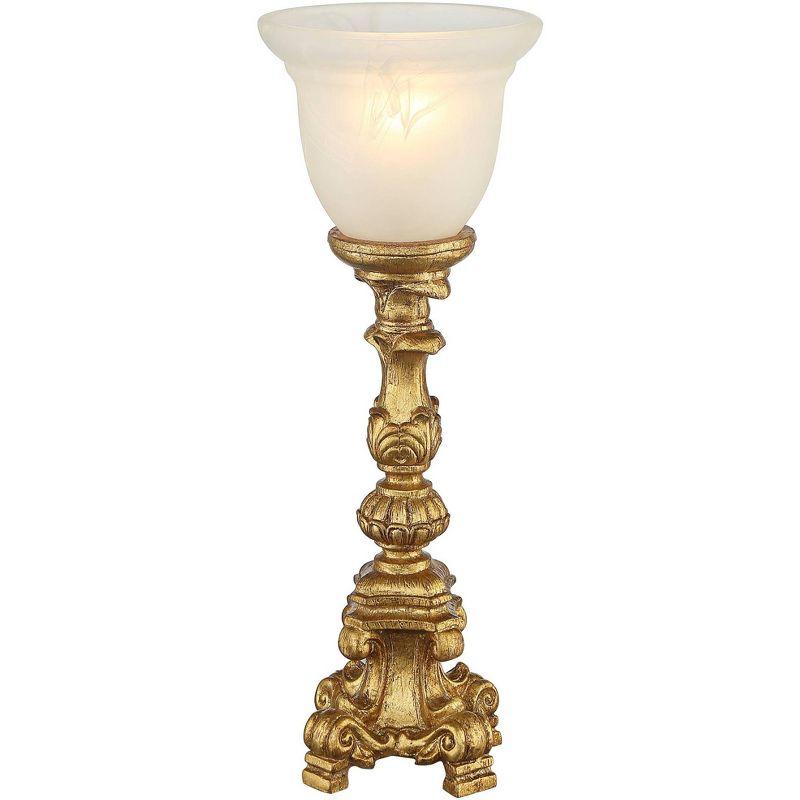 French Gold Alabaster Glass Traditional Torchiere Lamp