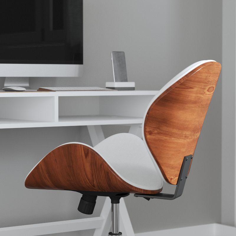 White Faux Leather Swivel Executive Armless Chair