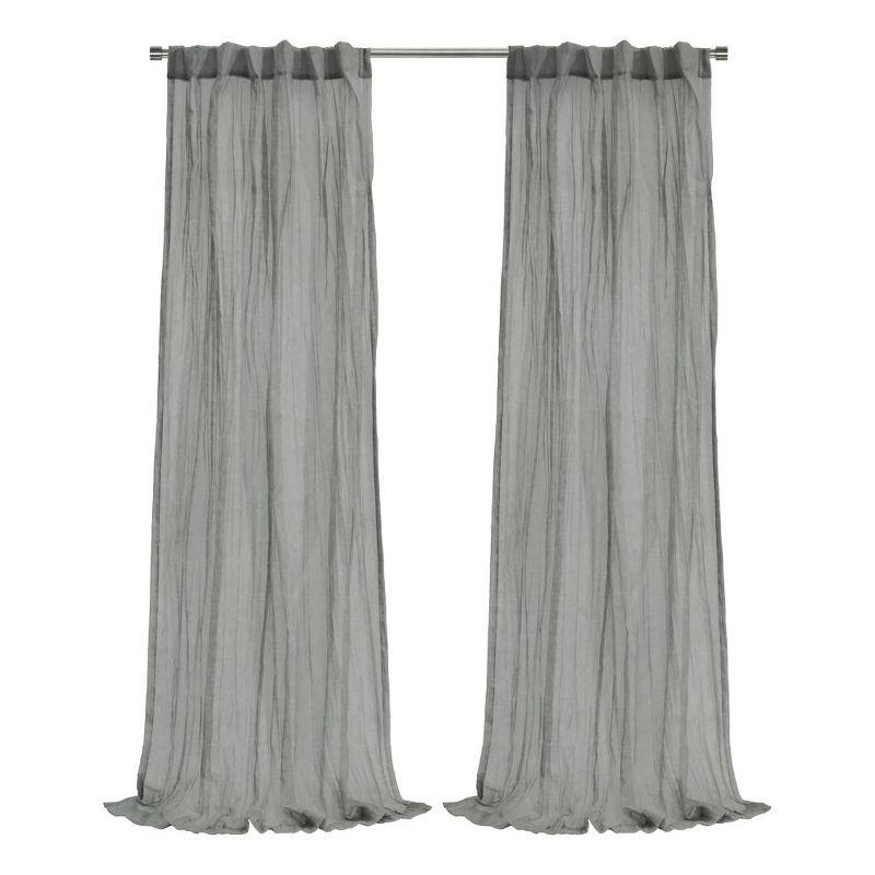Habitat Paloma Sheer Dual Header Stylish and Functional Curtain Panel 52" x 108" Grey