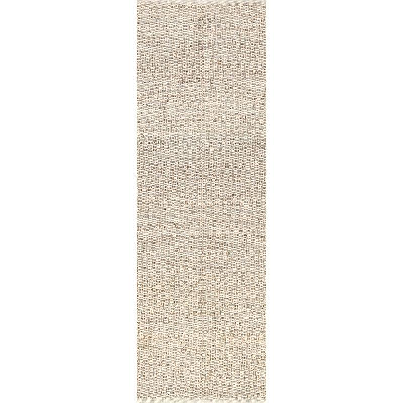 Nuloom 2x6 Elfriede Jute & Cotton Hand Woven Indoor Area Rug, Natural, Solid Rustic Farmhouse Style Natural Fiber Bedroom, Living Room,
