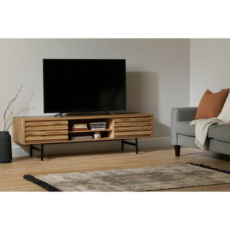 Nordik Oak 75" TV Stand with Storage and Metal Legs