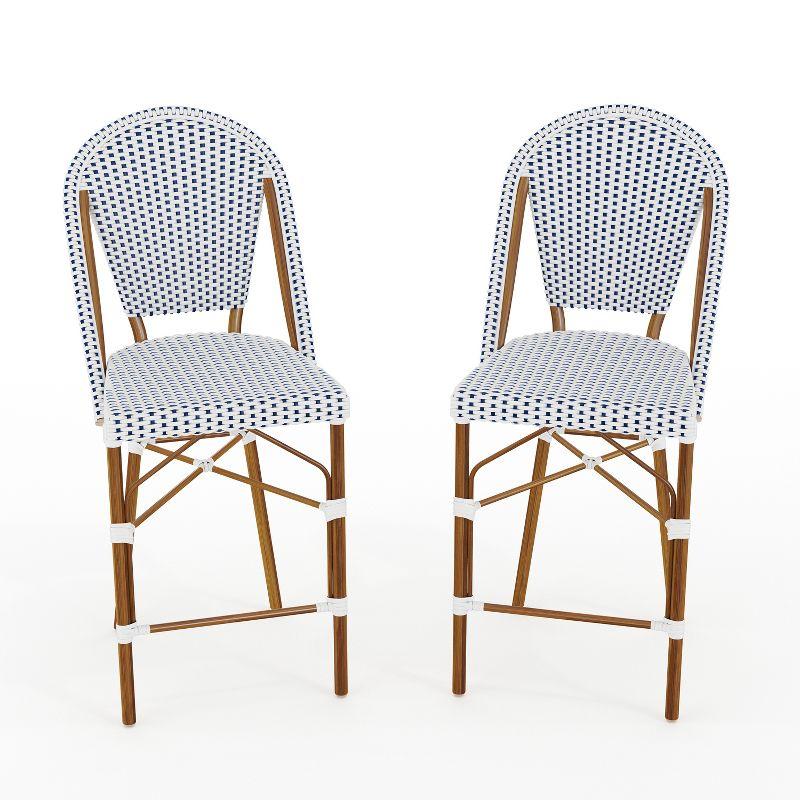 Martha Stewart Martha Stewart Lily Pond All-Weather Stackable Patio Bistro Counter Stools (Set of 2)