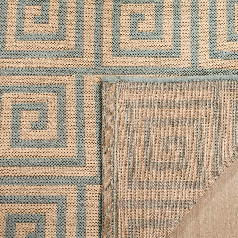 Aqua Blue Geometric Flat Woven Synthetic Area Rug 59"