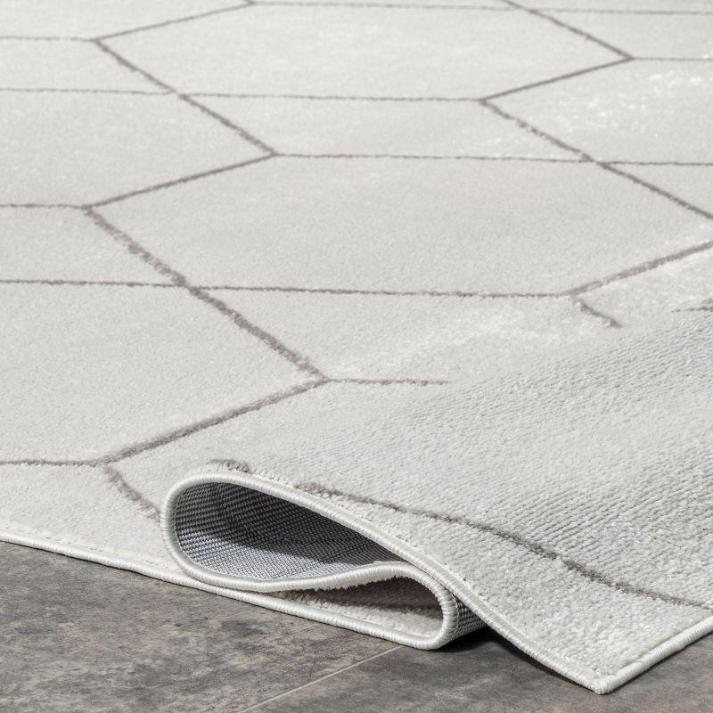 Beige Geometric Honeycomb 5x8 Synthetic Area Rug