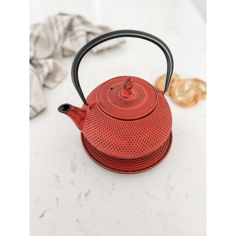 Frieling JA "Arare" CAST IRON TEAPOT 40.5 fl. oz. Red with trivet