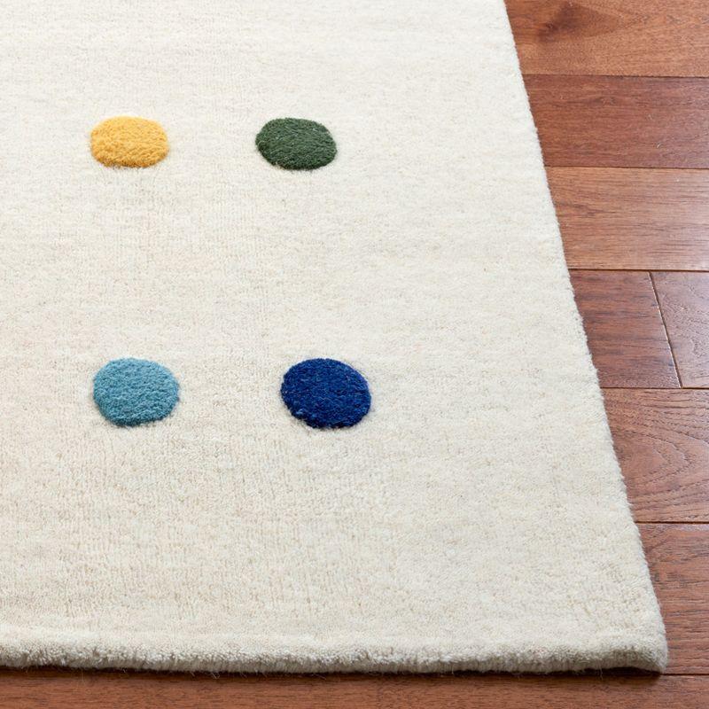 Ivory Polka Dot Hand-Tufted Wool Kids Runner Rug