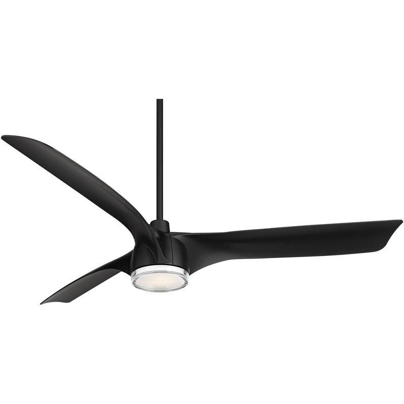 Casa Vieja 60" Artistry Modern Indoor Outdoor Ceiling Fan 3 Blade LED Light Remote Control Matte Black Finish Bedroom Patio Living Room Damp Rated