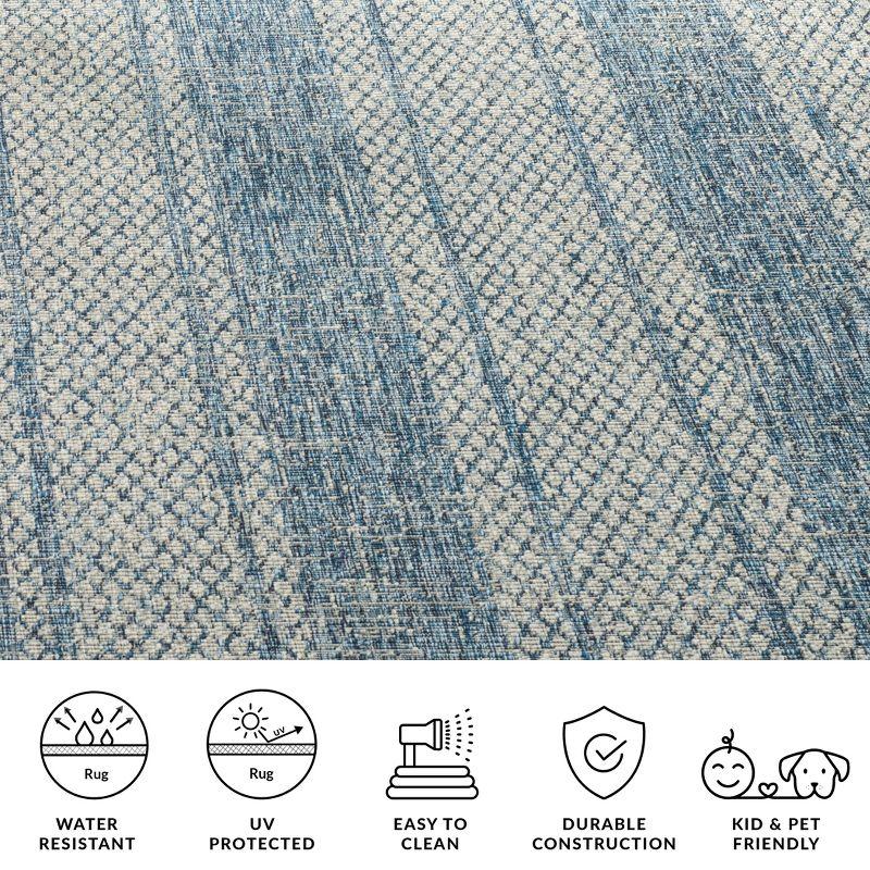 Courtyard CY8736 UV & Stain Resistant Non-Shedding Power Loomed Indoor/Outdoor Accent Rug - Light Grey/Blue - 4'x5'7" - Safavieh