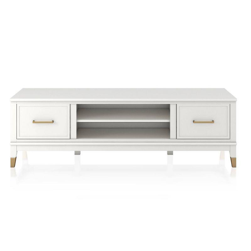 Westerleigh Crisp White 66" TV Stand with Gold Accents