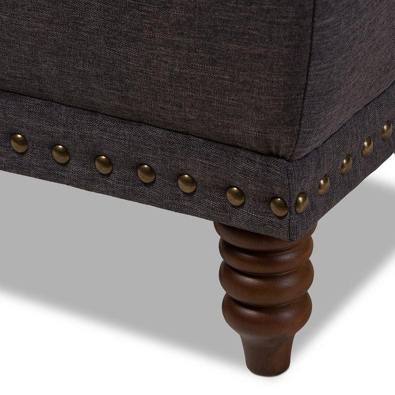 Annabelle Modern and Contemporary Wood Finish with Fabric Upholstered Button - Tufted Storage Ottoman - Baxton Studio