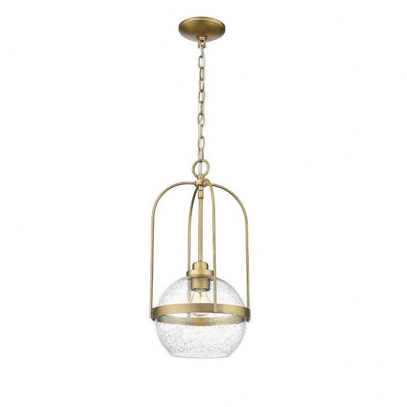 Devonshire Antique Brass Pendant with Seeded Glass