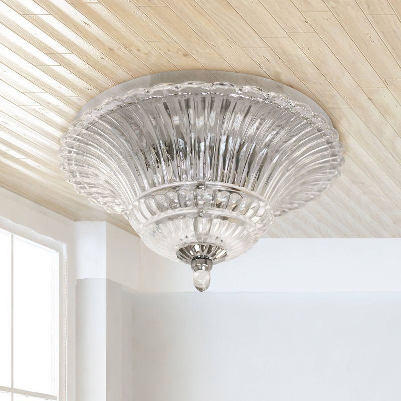 2-Light Blossom Glass Ceiling Flush Mount Silver - Lalia Home: ETL Listed, Metal & Glass Dome Fixture for Bedroom, Kitchen