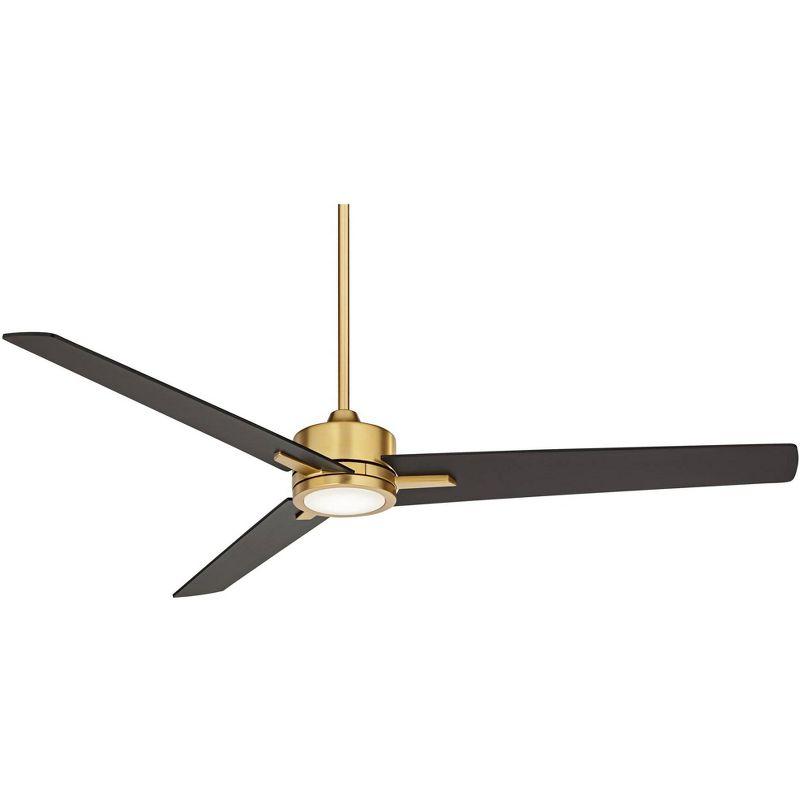 60" Casa Vieja Modern 3 Blade Indoor Ceiling Fan with Light LED Remote Soft Brass Black for House Bedroom Living Room Home Bedroom