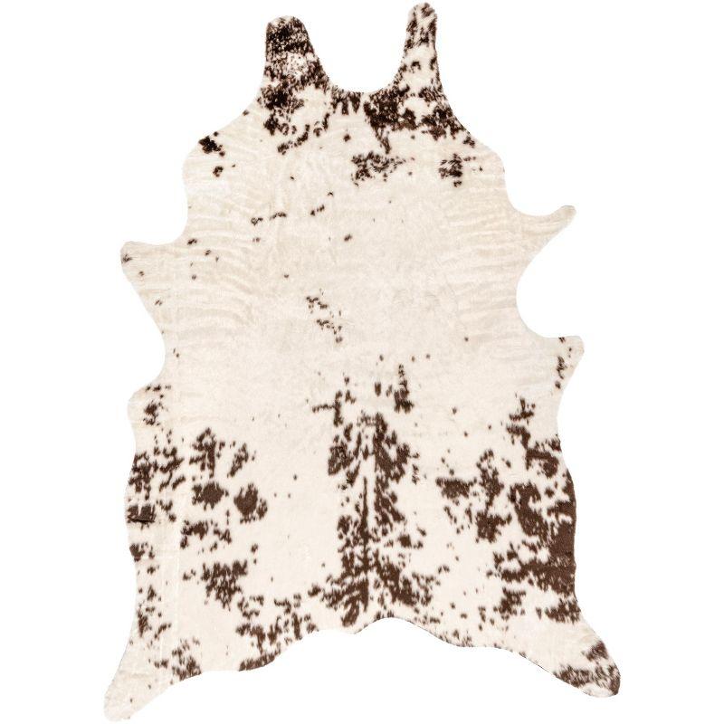 Nuloom Marcia SpinClean Machine Washable Faux Cowhide Area Rug, Shaped 3' 10" x 5', Brown